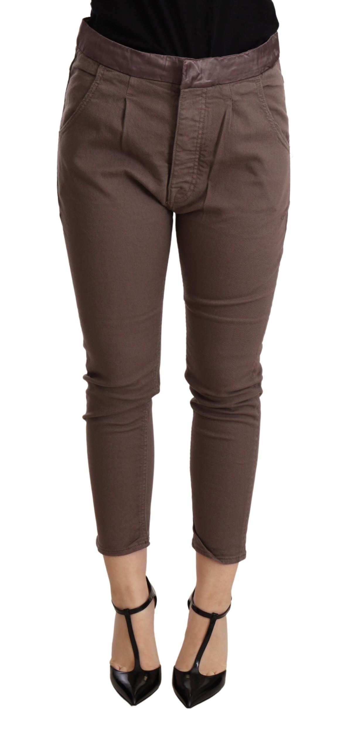 CYCLE Chic Brown Skinny Mid Waist Cropped Bukser