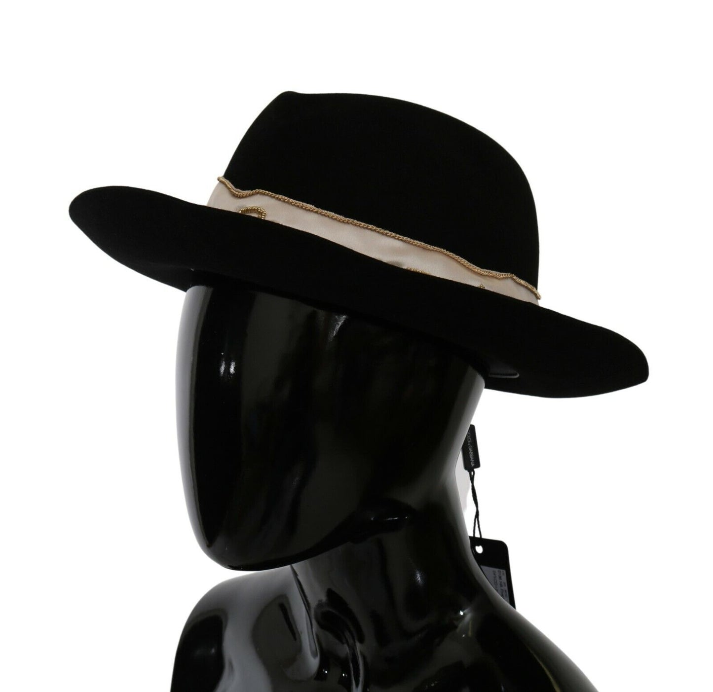 Dolce &amp; Gabbana Elegant Black Lapin Panama Hat med bred skygge