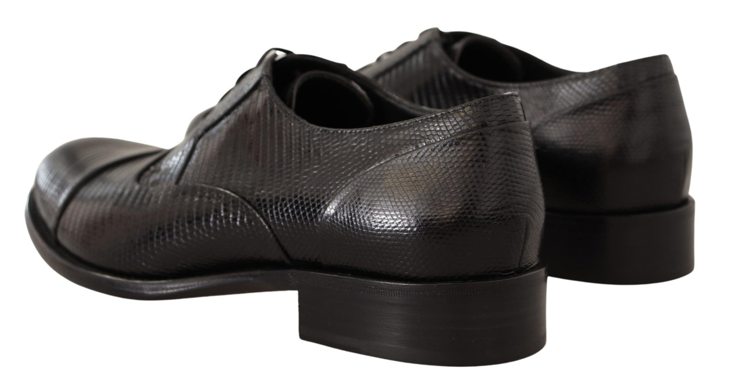 Dolce & Gabbana Elegant Black Lizard Skin Derby Shoes