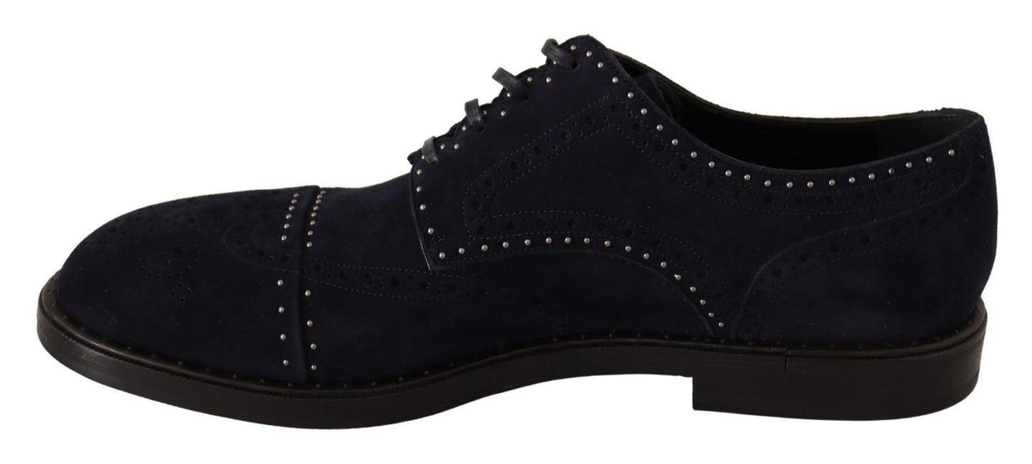 Dolce & Gabbana Elegant Suede Derby Shoes with Silver Studs