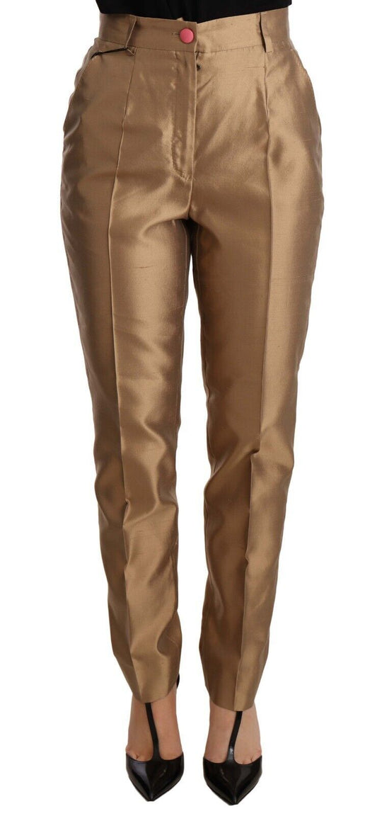Dolce &amp; Gabbana Elegante, koniske silkebukser i guld