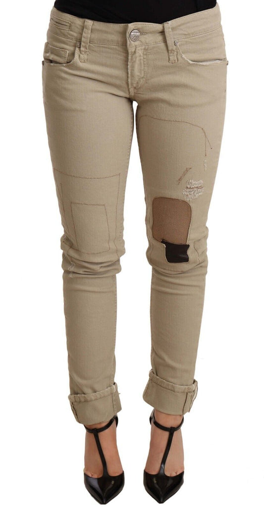 Acht Beige bomuld Slim Fit Chic jeans