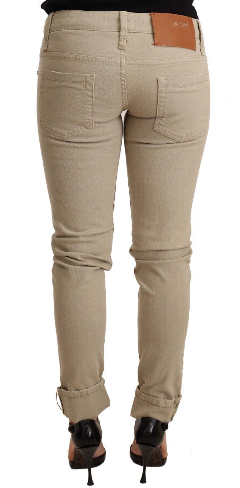 Acht Beige bomuld Slim Fit Chic jeans