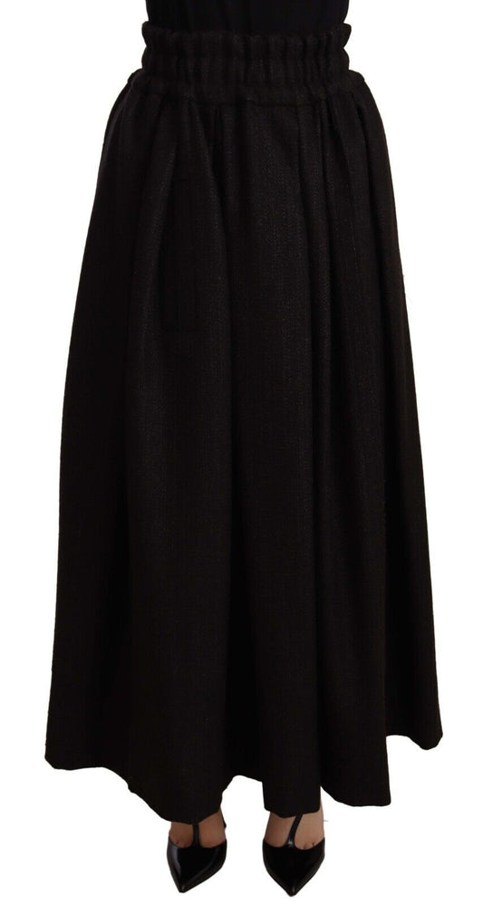 Dolce &amp; Gabbana Elegant Højtaljet Maxi A-formet Uldnederdel
