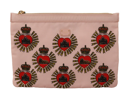 Dolce &amp; Gabbana Elegant Pink Heart Clutch Pung