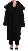 Dolce & Gabbana Elegant Cape Trench Coat i sort pels