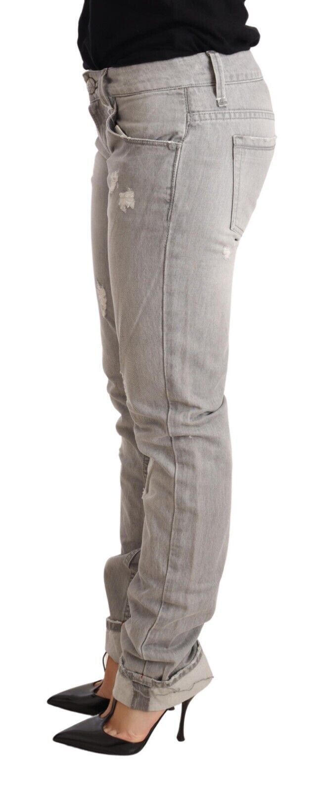 Acht Chic Slim Fit Tattered Grey Wash Jeans