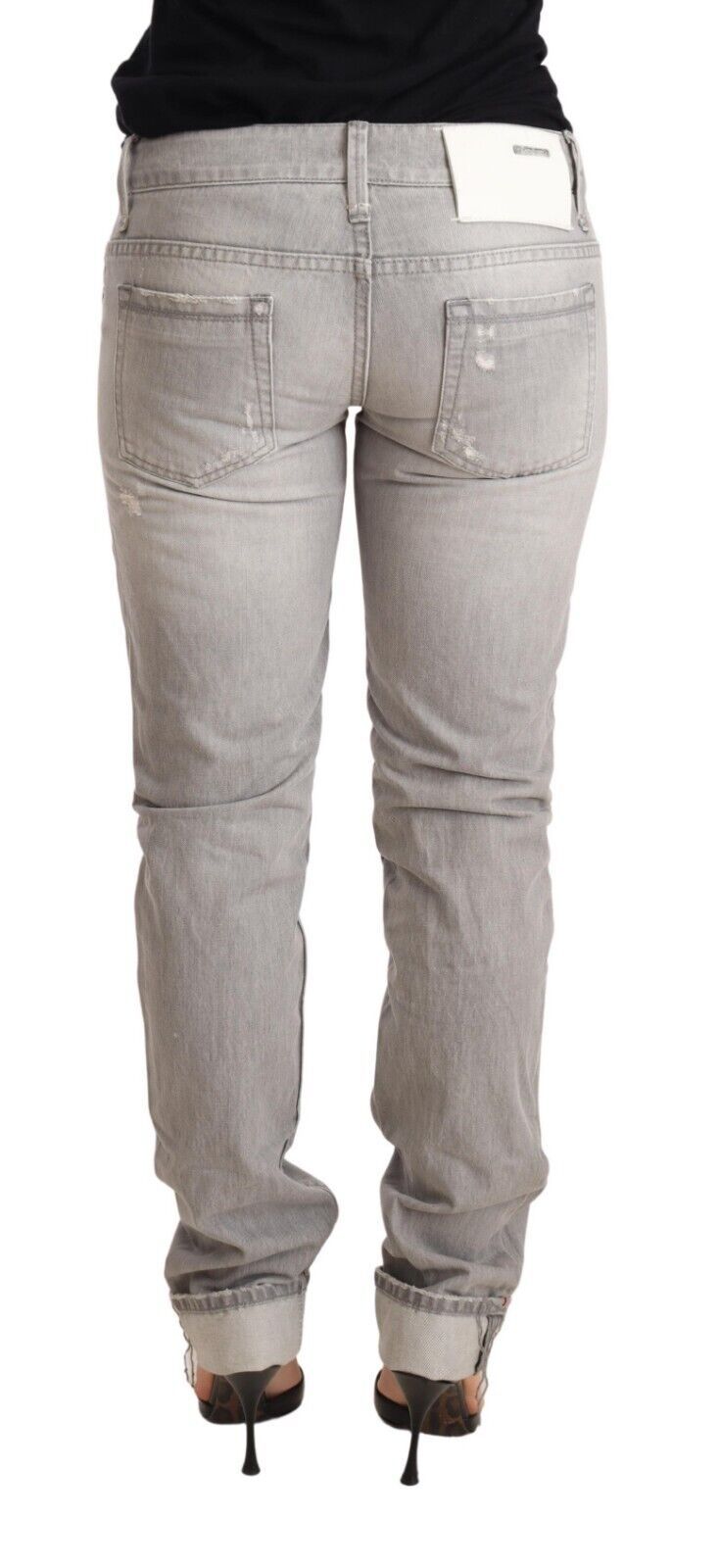 Acht Chic Slim Fit Tattered Grey Wash Jeans