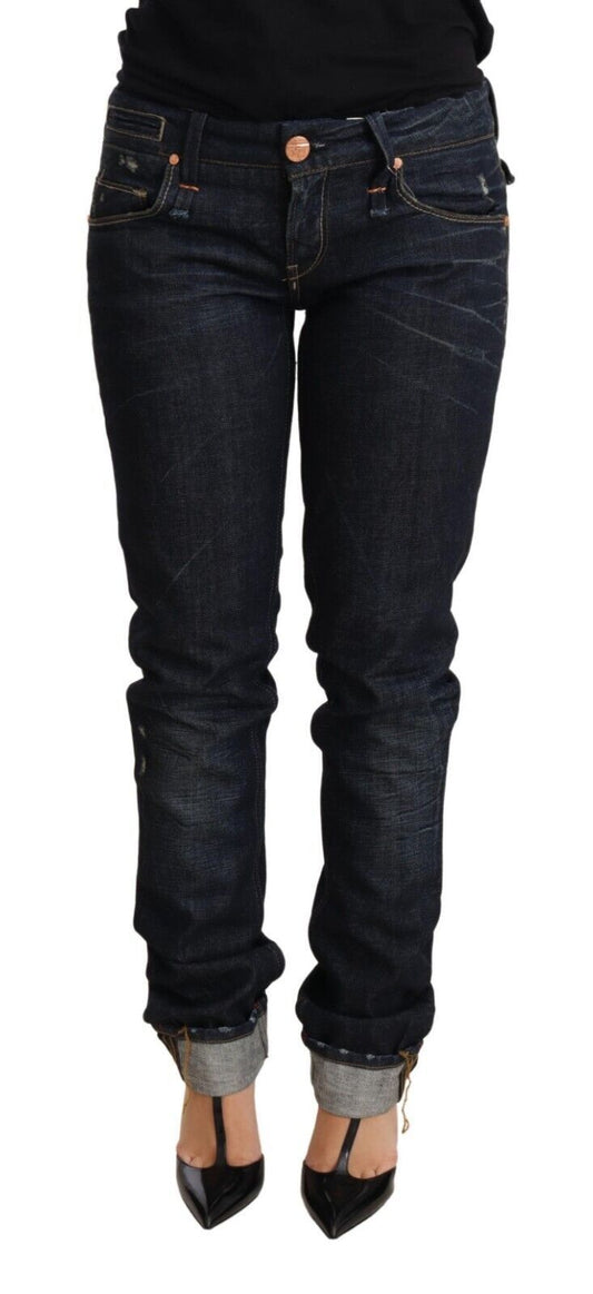 Acht Elegant Skinny Dark Blue Jeans med lav talje