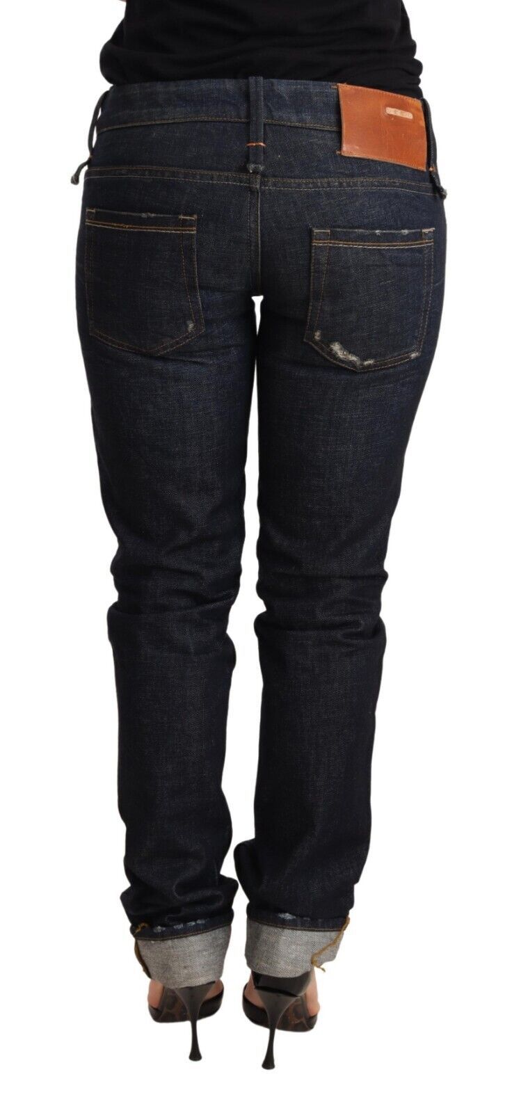 Acht Elegant Skinny Dark Blue Jeans med lav talje