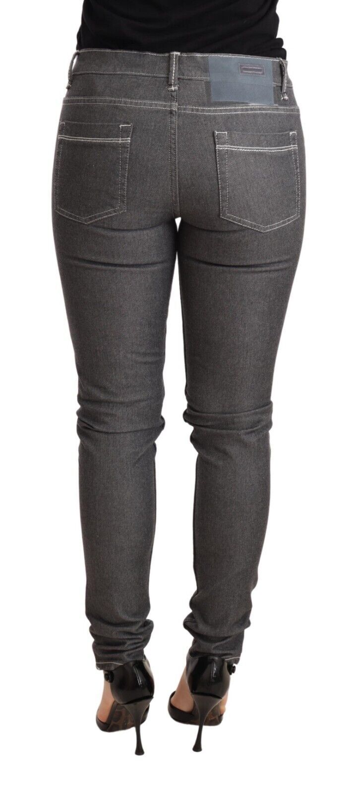 Acht Elegant Grå Skinny Jeans med mellemtalje