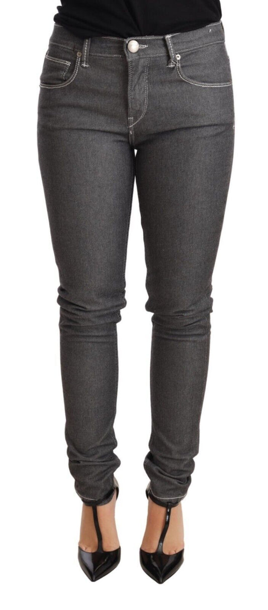 Acht Elegant Grå Skinny Jeans med mellemtalje