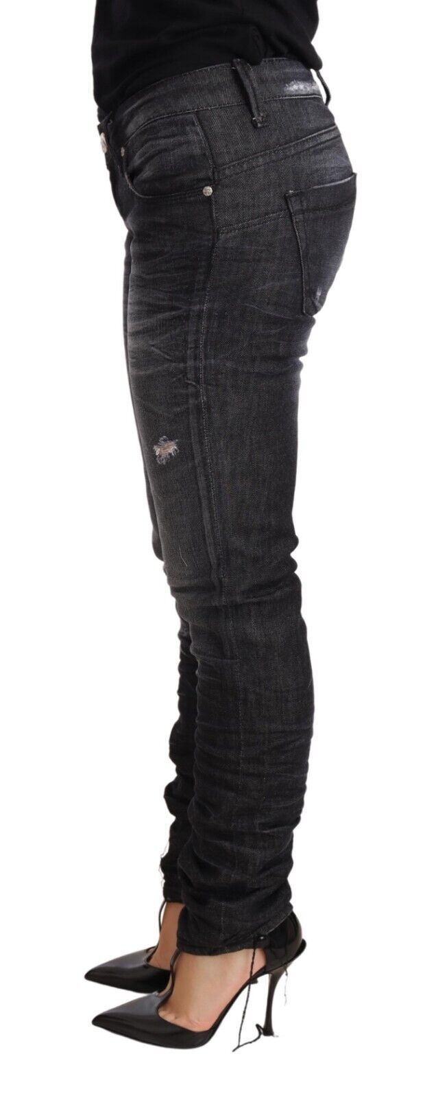 Acht Elegant Lavtalje Skinny Black Denim