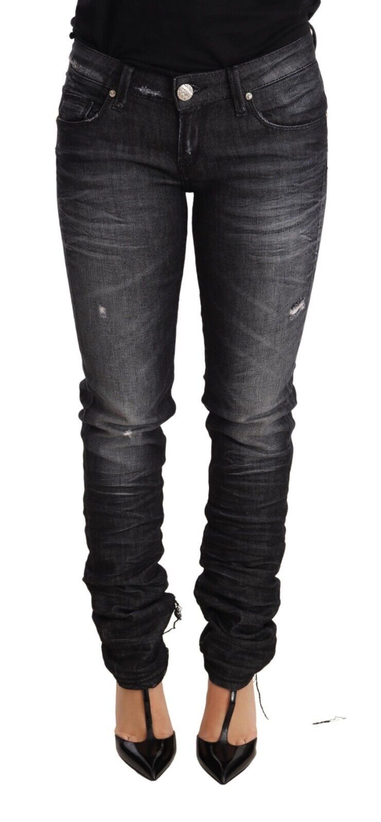 Acht Elegant Lavtalje Skinny Black Denim