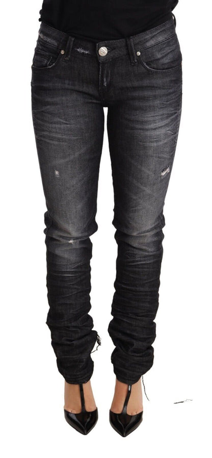 Acht Elegant Low Waist Skinny Black Denim