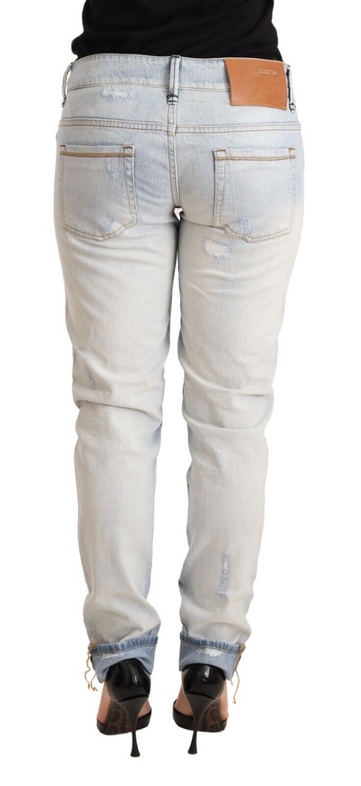 Acht Chic lyseblå foldede denim jeans