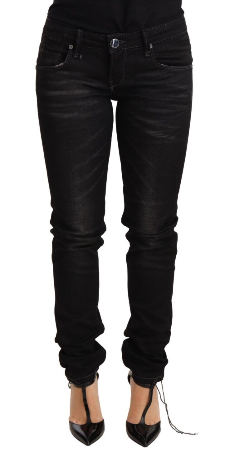 Acht slanke sorte vaskede skinny jeans