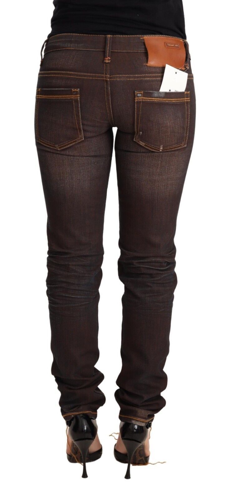 Acht Chic skinny brune jeans med lav talje