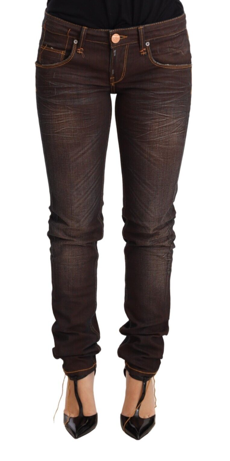 Acht Chic skinny brune jeans med lav talje