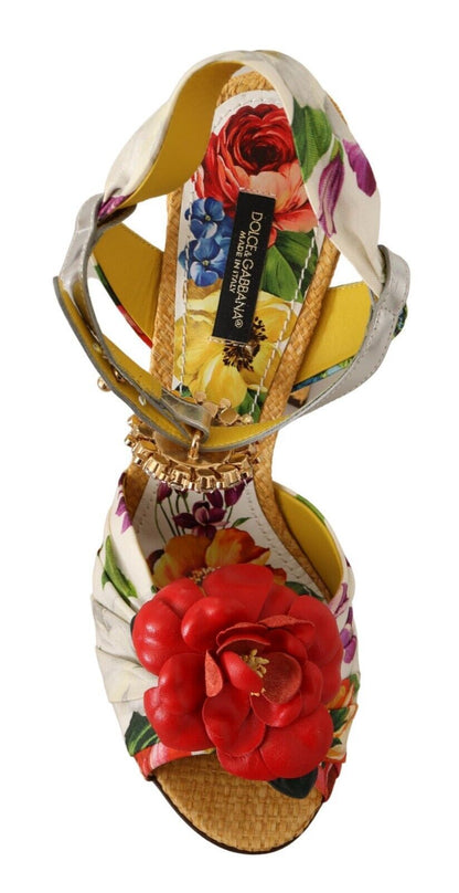 Dolce &amp; Gabbana Flerfarvede Krystaludsmykkede Sandaler med Hæl