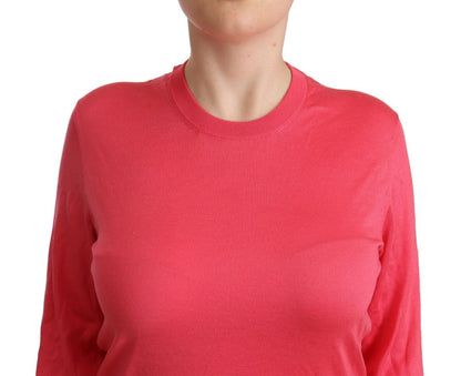 Dolce &amp; Gabbana Elegant Pink Silke Crewneck Sweater