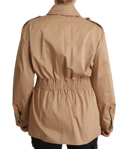 Dolce &amp; Gabbana Chic Beige Button Down Frakke med Udsmykninger