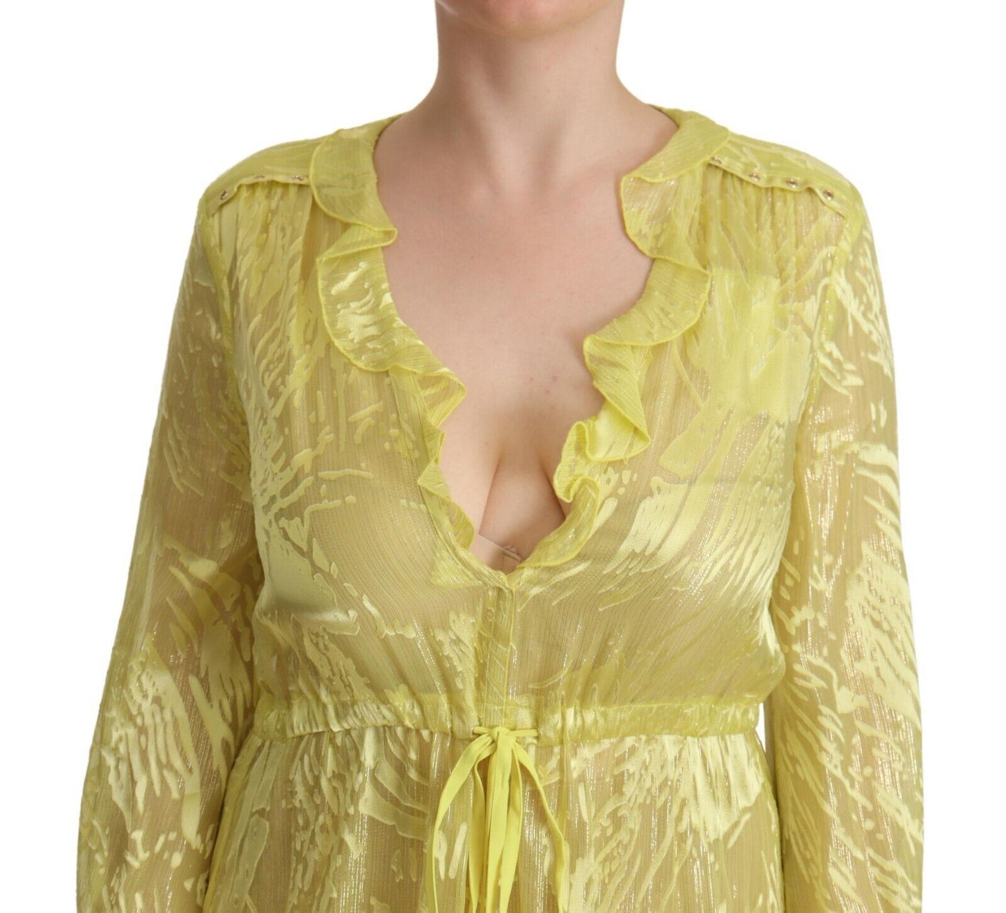 Patrizia Pepe Sunshine Silk Blend Maxi-kjole - lange ærmer og dyk