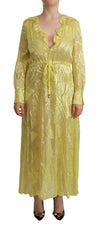 Patrizia Pepe Sunshine Silk Blend Maxi-kjole - lange ærmer og dyk