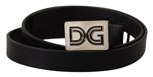 Dolce & Gabbana Elegant Black Leather Belt with Silver Buckle