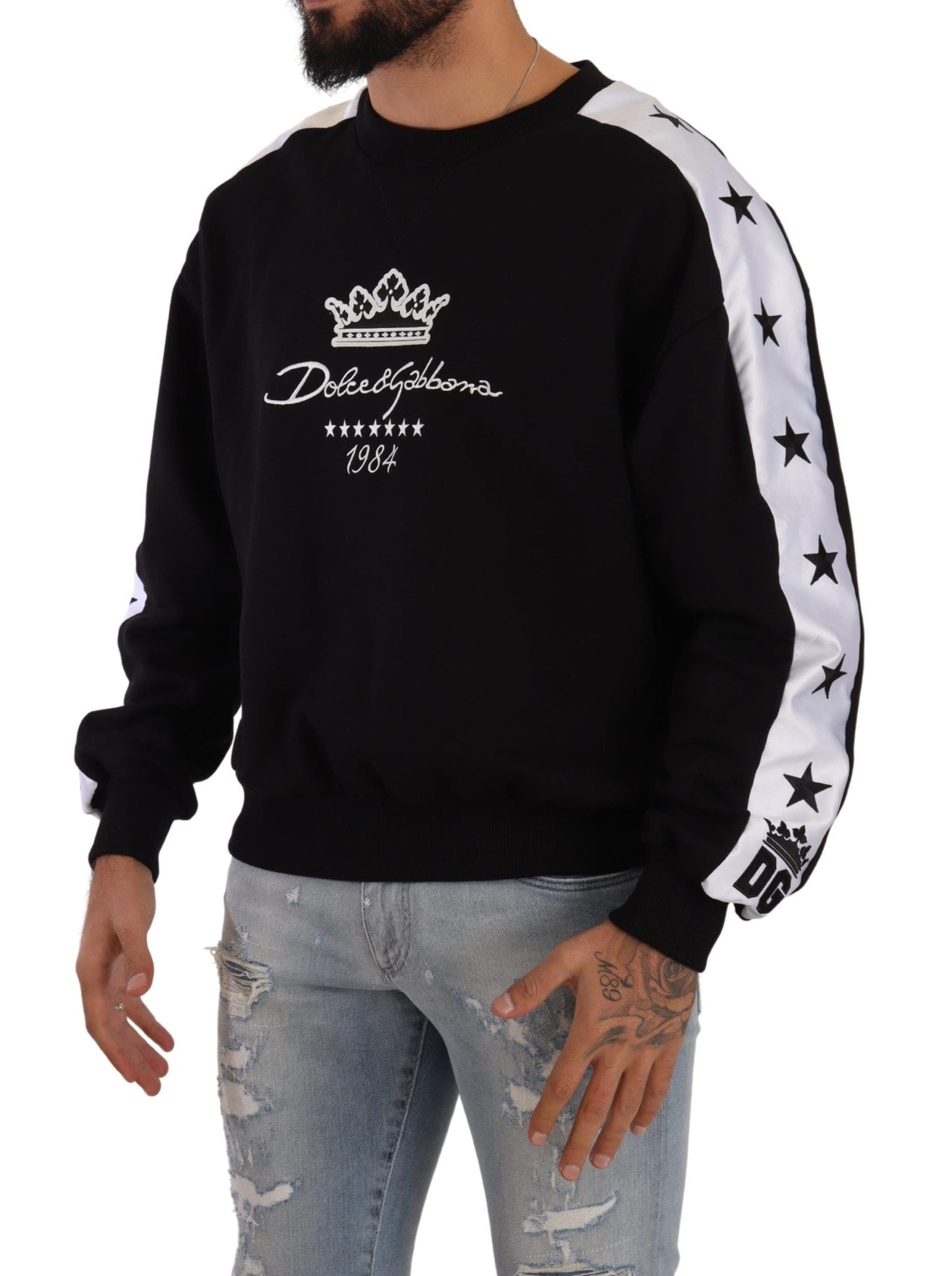 Dolce &amp; Gabbana Elegant Crown 1984 sweater med rund hals