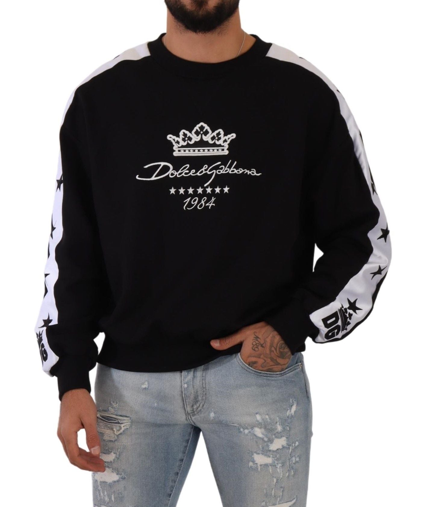 Dolce &amp; Gabbana Elegant Crown 1984 sweater med rund hals