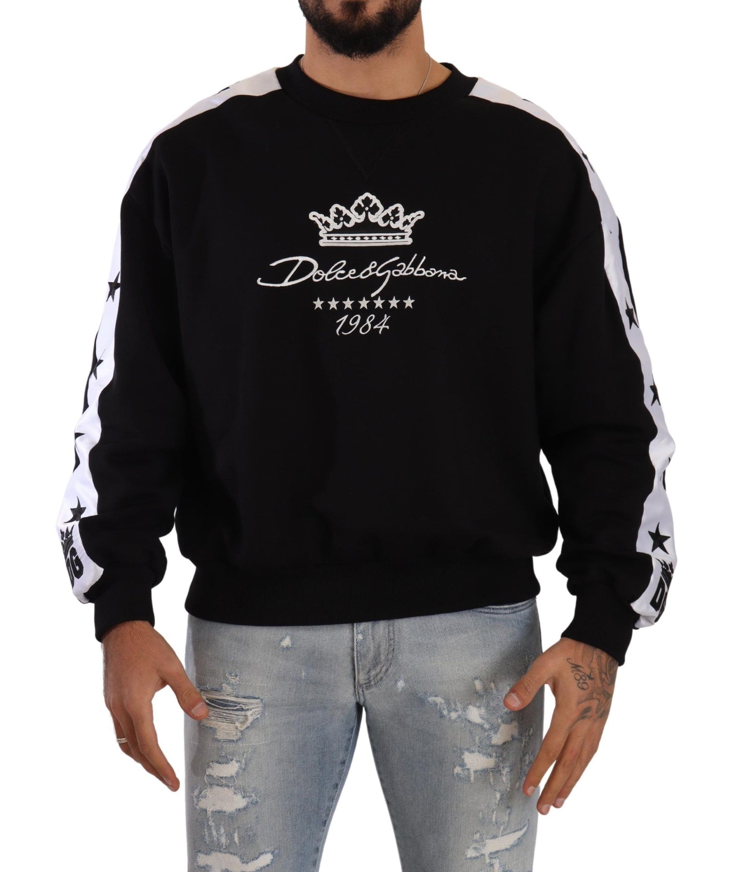 Dolce &amp; Gabbana Elegant Crown 1984 sweater med rund hals