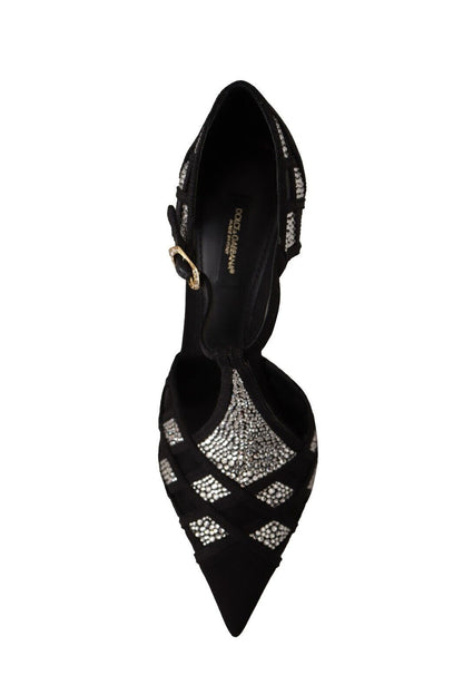 Dolce &amp; Gabbana Elegante Krystaludsmykkede Pumps i Ruskind