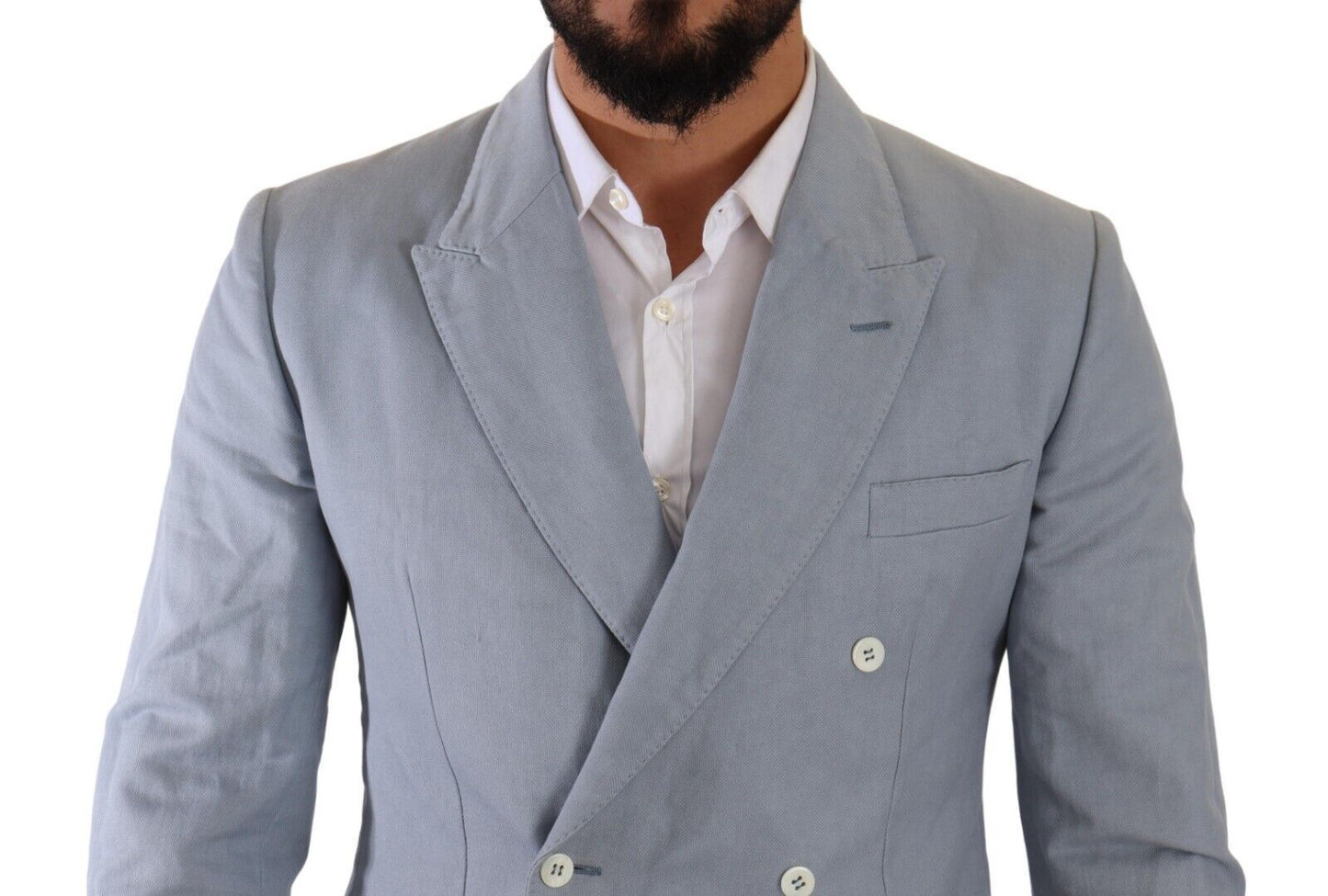 Dolce &amp; Gabbana Elegant Slim Fit lyseblå dobbeltradet blazer