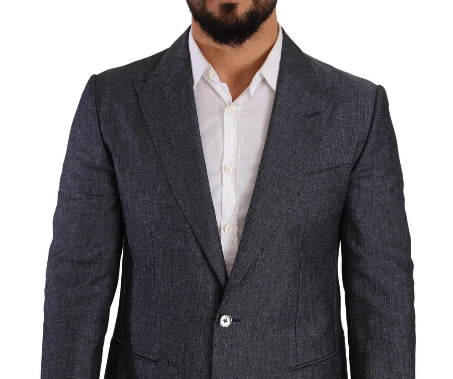 Dolce &amp; Gabbana Elegant Slim Fit Blå Blazer med to knapper