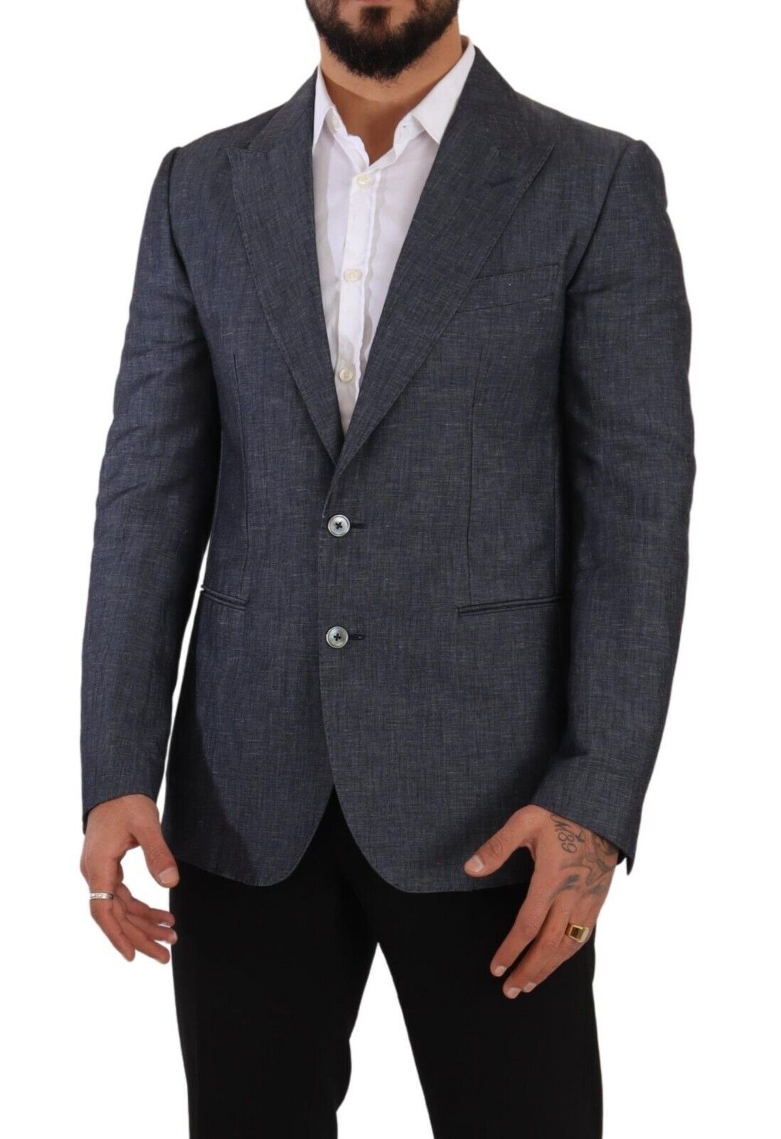 Dolce &amp; Gabbana Elegant Slim Fit Blå Blazer med to knapper