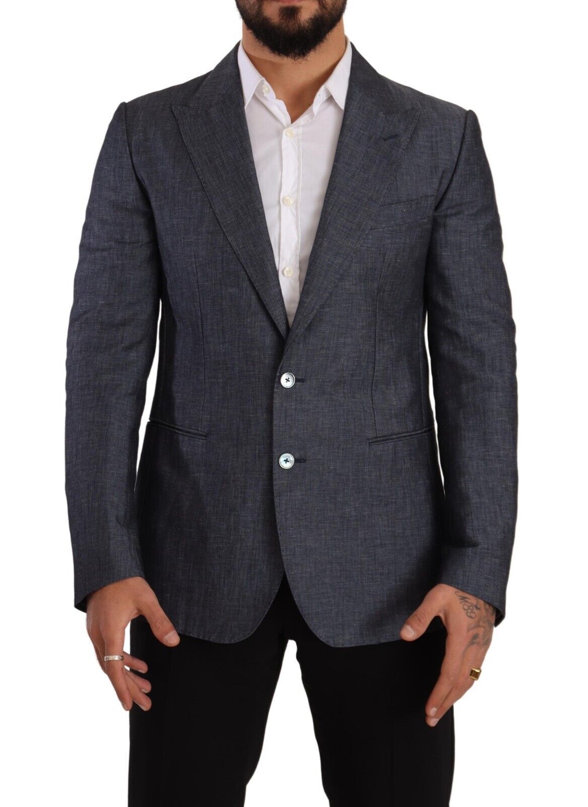 Dolce &amp; Gabbana Elegant Slim Fit Blå Blazer med to knapper