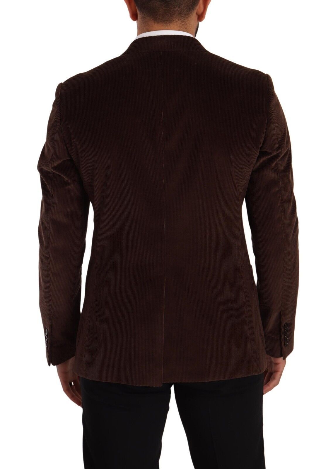 Dolce &amp; Gabbana Elegant Brun Corduroy Slim Fit Blazer