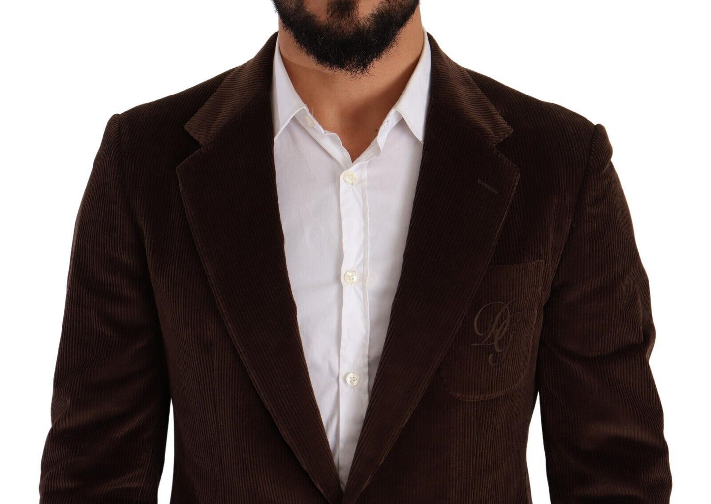 Dolce &amp; Gabbana Elegant Brun Corduroy Slim Fit Blazer