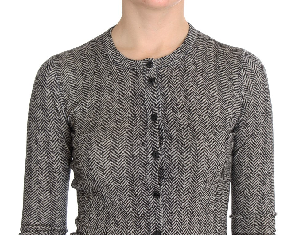 Dolce &amp; Gabbana Elegant sort og hvid uldcardigan