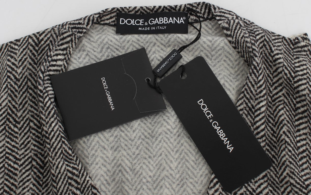 Dolce &amp; Gabbana Elegant sort og hvid uldcardigan