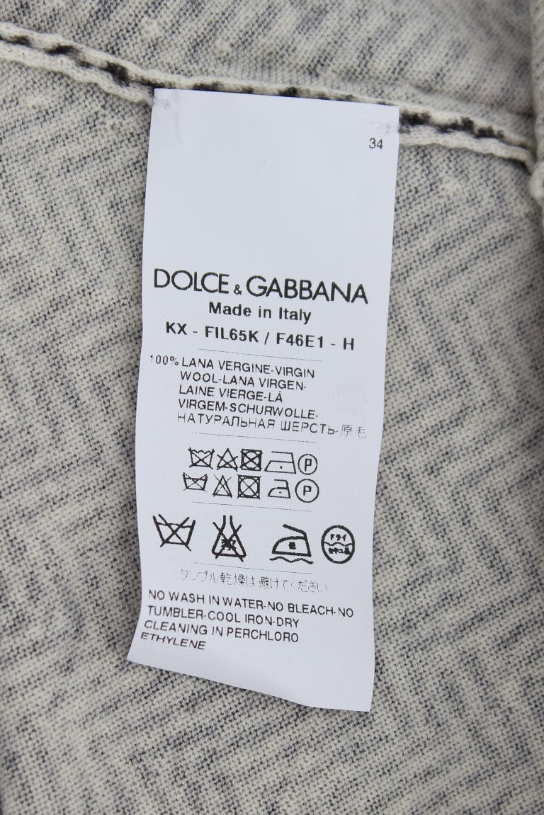 Dolce &amp; Gabbana Elegant sort og hvid uldcardigan