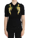 Dolce & Gabbana elegant sort silke blomsterpolo top