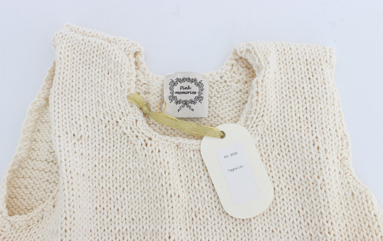 PINK MEMORIES Beige ærmeløs bomuldsblanding vest sweater