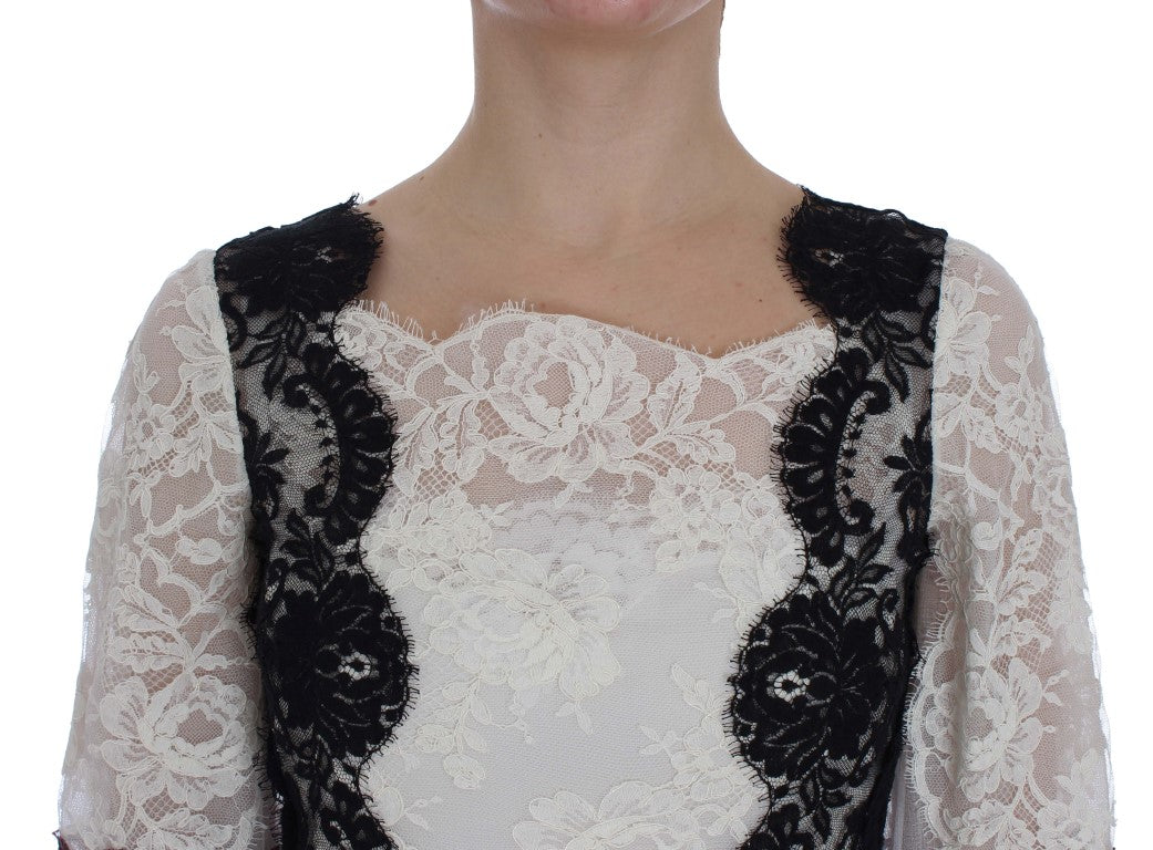 Dolce &amp; Gabbana Floral Lace Silk Blend Maxikjole