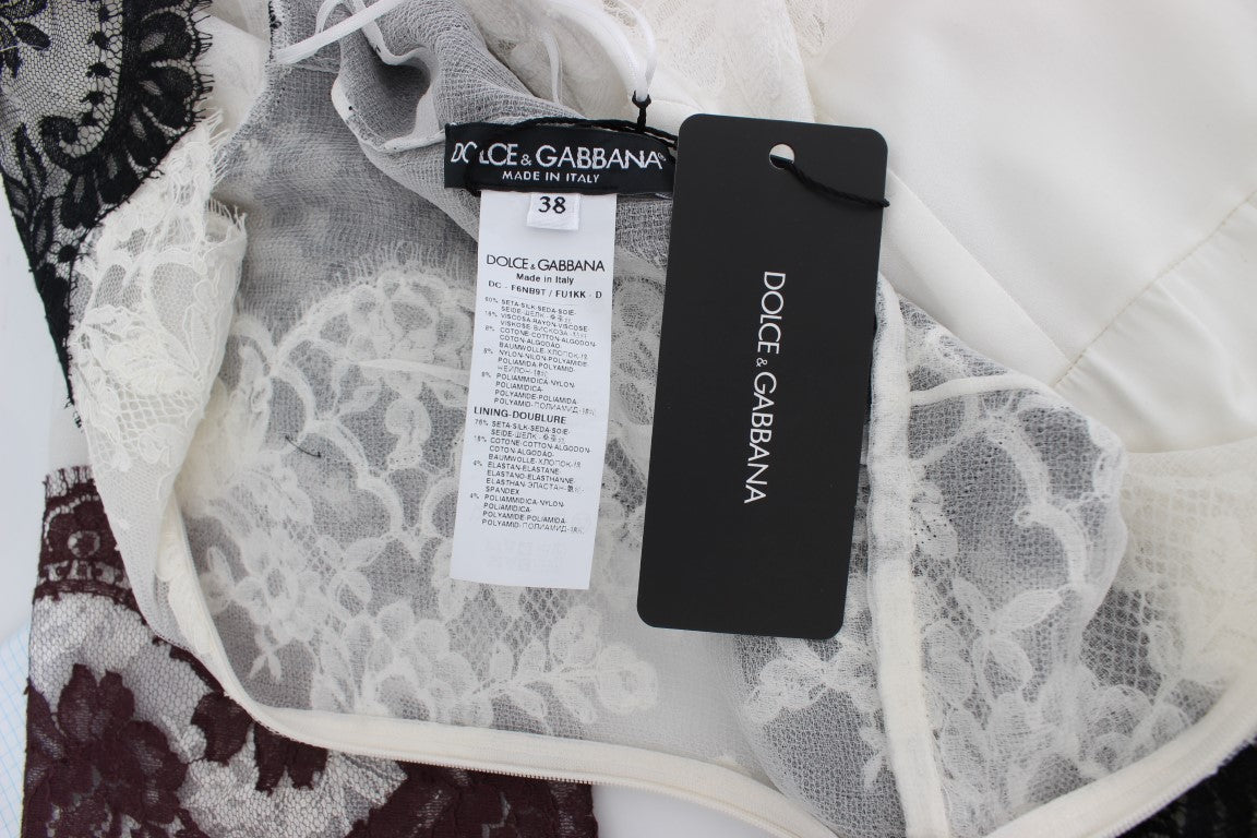 Dolce &amp; Gabbana Floral Lace Silk Blend Maxikjole