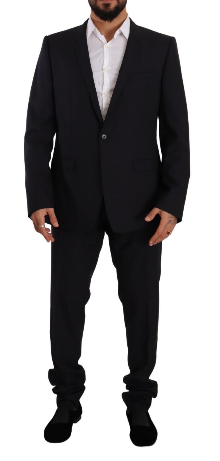 Dolce &amp; Gabbana Elegant Navy Slim Fit Wool Silke To-Piece Suit