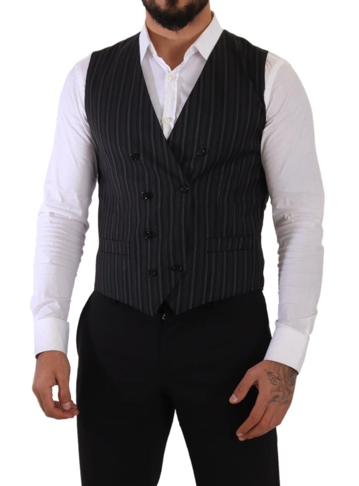 Dolce &amp; Gabbana Elegant stribet dobbeltradet kjolevest