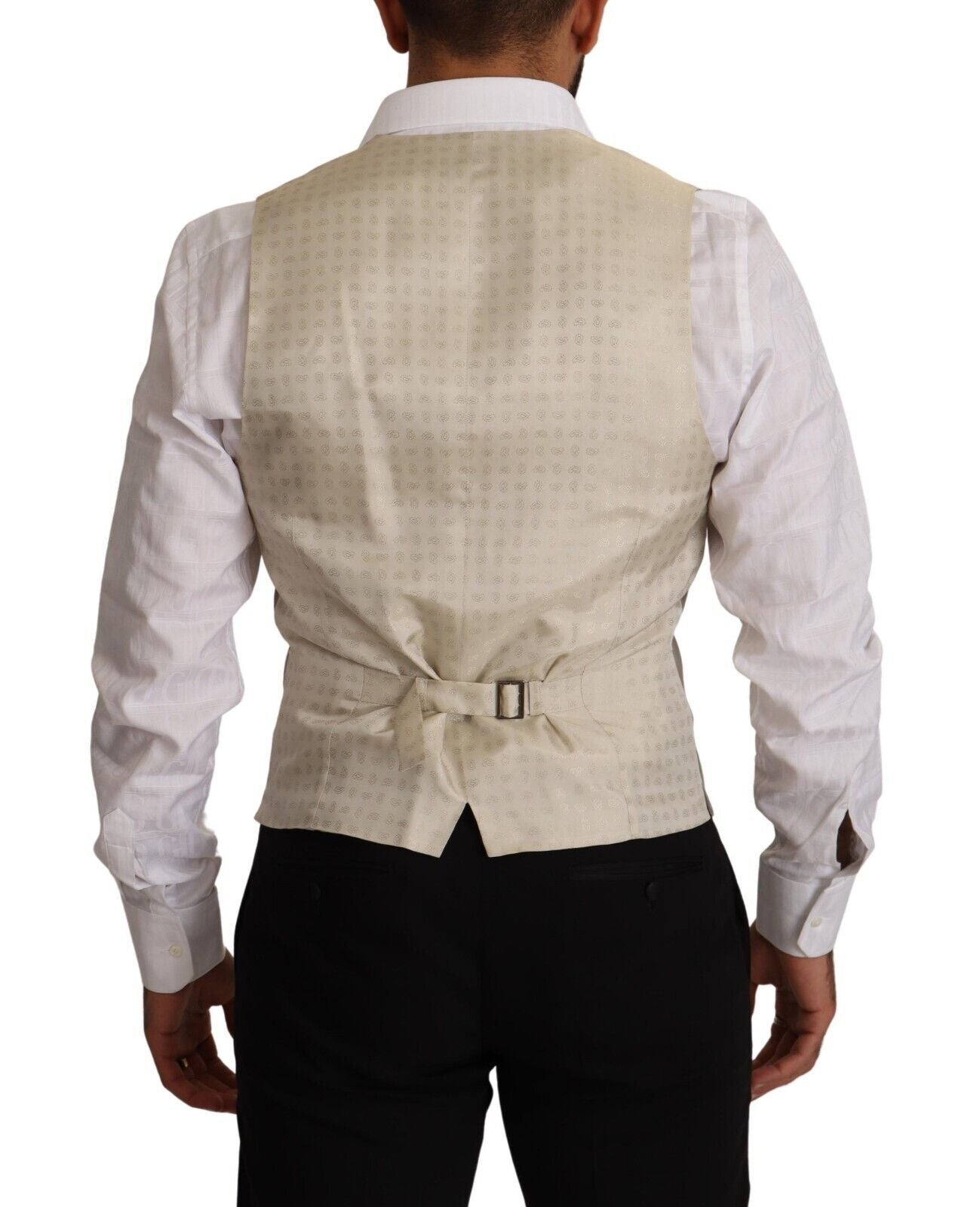 Dolce &amp; Gabbana Elegant Single Breasted Dress Vest i Beige