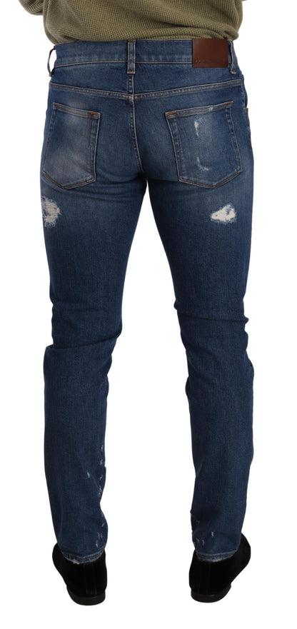 Dolce &amp; Gabbana Elegante Slim Fit Denim Jeans med Slides